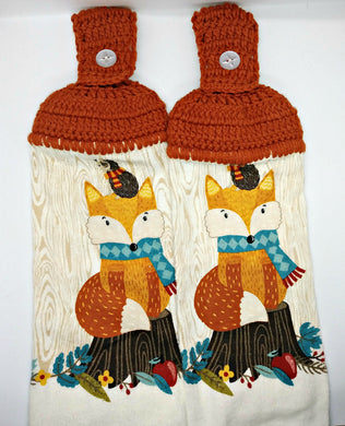 Fall Fox & Hedgehog Hanging Kitchen Towel Set