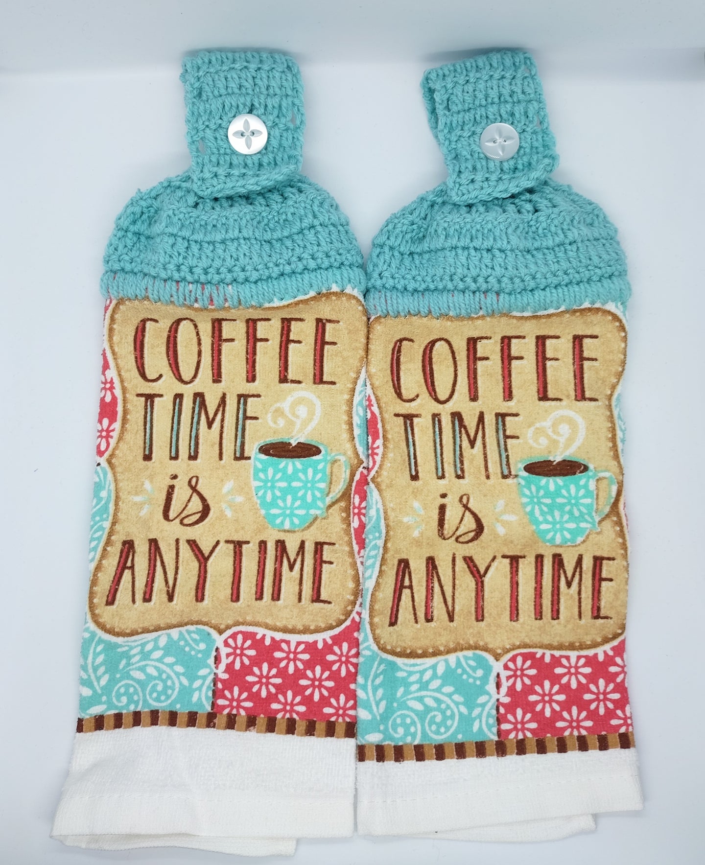 Coffee Time Is Anytime Coffee Lovers Hanging Kitchen Towel Set