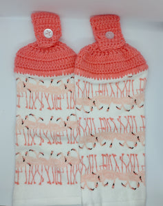Flock Of Flamingos Hanging Kitchen Towel Set