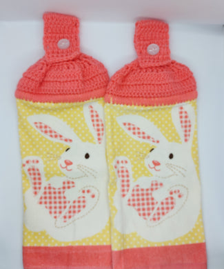 Spring Bunny Rabbit Hanging Kitchen Towel Set