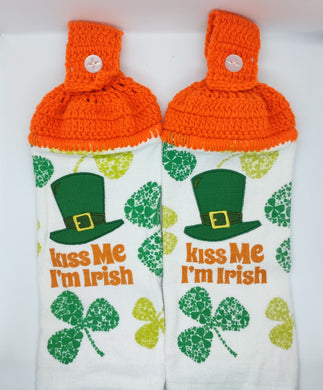 St. Patrick's Day Kiss Me I'm Irish Hanging Kitchen Towel Set