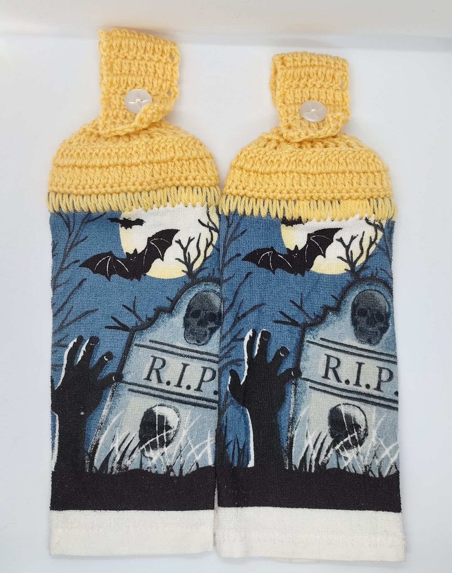 Halloween Spooky Gravestone RIP Hanging Kitchen Towel Set