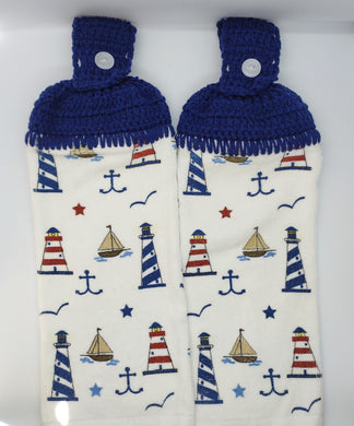 Nautical Lighthouses Sailboat Hanging Kitchen Towel Set