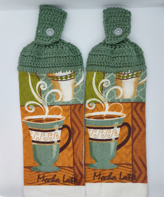Coffee Mocha Latte Hanging Kitchen Towel Set