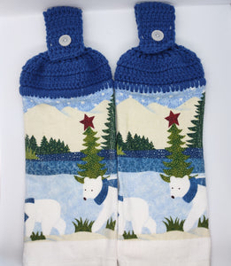 Polar Bears Winter Hanging Kitchen Towel Set