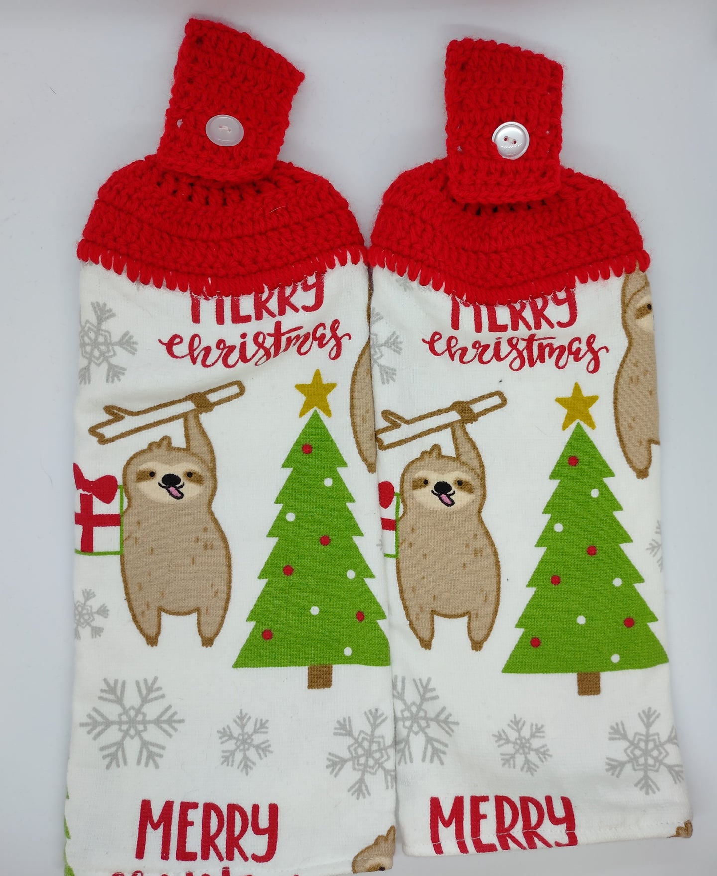 Merry Christmas Sloths Hanging Kitchen Towel Set