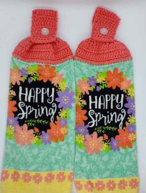 Floral Happy Spring Hanging Kitchen Towel Set