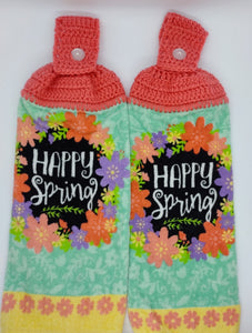 Floral Happy Spring Hanging Kitchen Towel Set