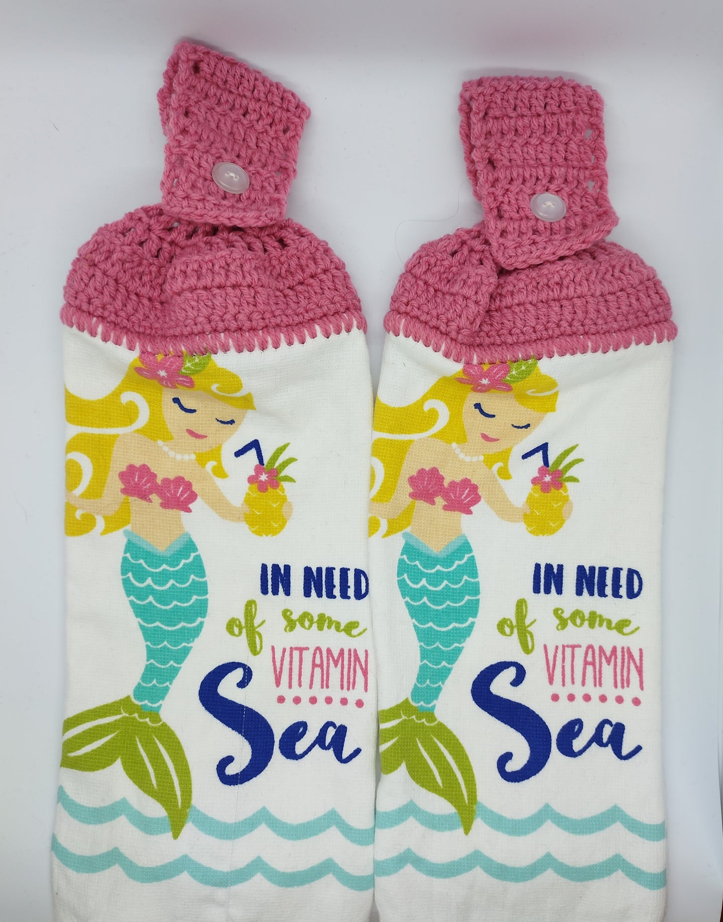 Mermaid With Tropical Drink Hanging Kitchen Towel Set