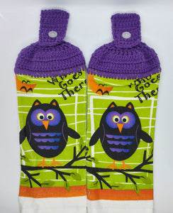 Spooky Halloween Owls Hanging Kitchen Towel Set