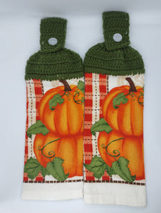 Autumn Harvest Fall Pumpkins Hanging Kitchen Towel Set