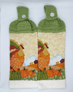 Thanksgiving Turkey Fall Harvest Hanging Kitchen Towel Set