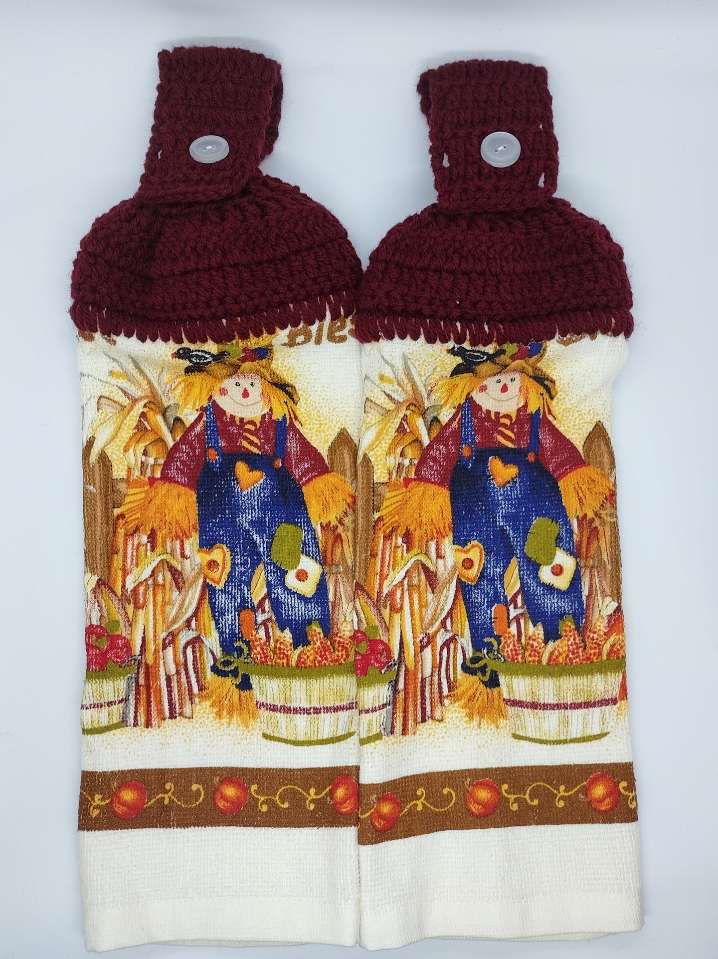Fall Harvest Autumn Scarecrow Hanging Kitchen Towel Set