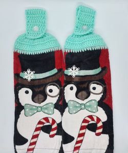 Dapper Winter Penguin Christmas Hanging Kitchen Towel Set