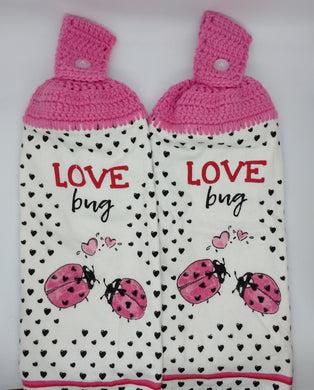 Ladybugs Love Bugs Valentine's Day, Hanging Kitchen Towel Set