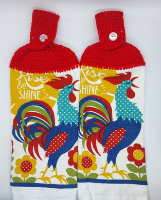 Rooster Rise & Shine Hanging Kitchen Towel Set