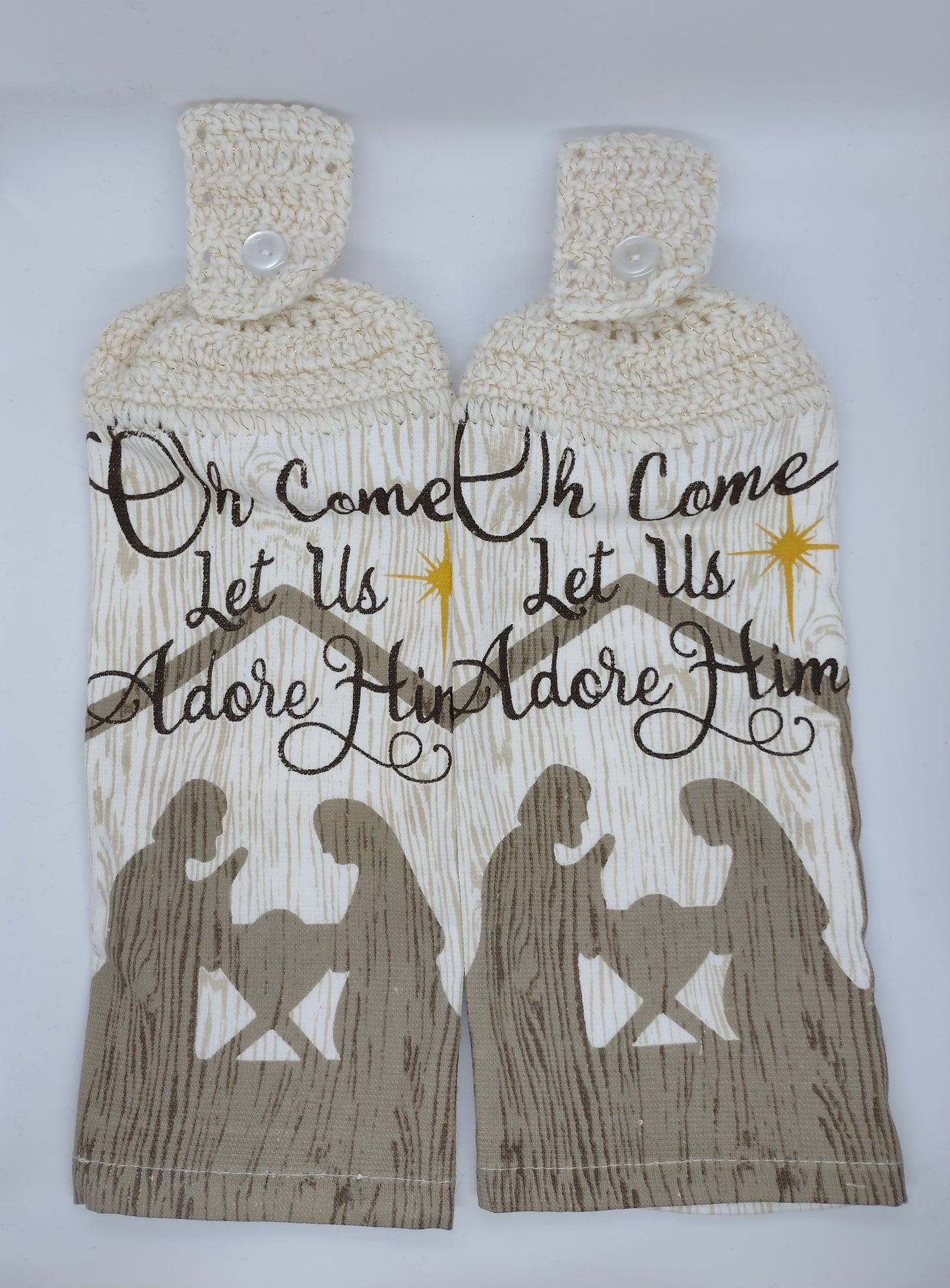 Oh Come Let Us Adore Him Nativity Hanging Kitchen Towel Set