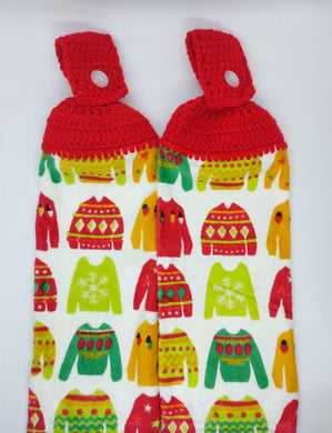 Ugly Christmas Sweaters Hanging Kitchen Towel Set