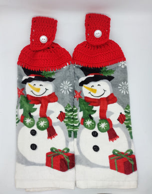 Winter Snowman Christmas Hanging Kitchen Towel Set