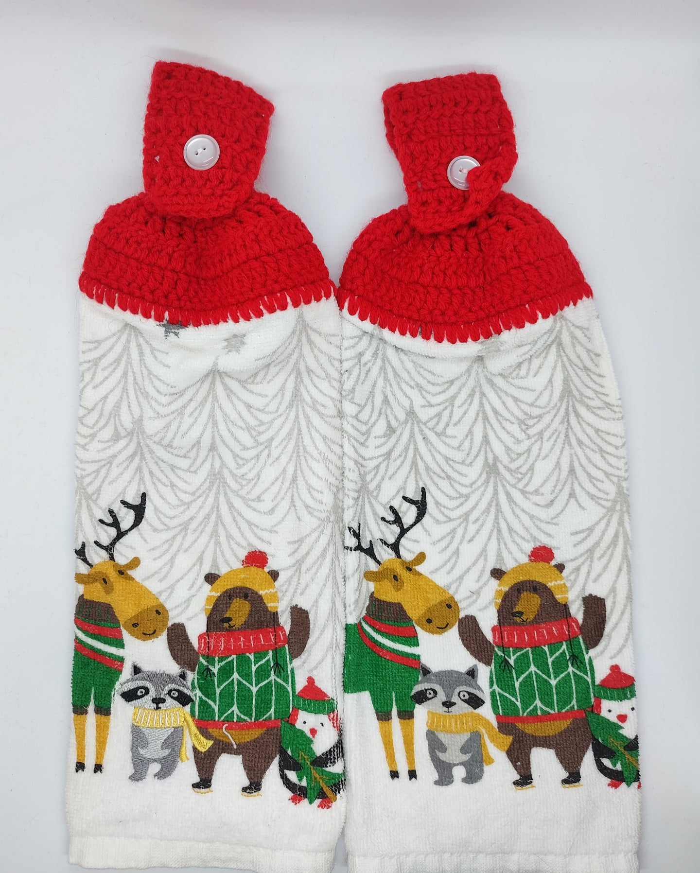 Winter Woodland Christmas Animals Hanging Kitchen Towel Set