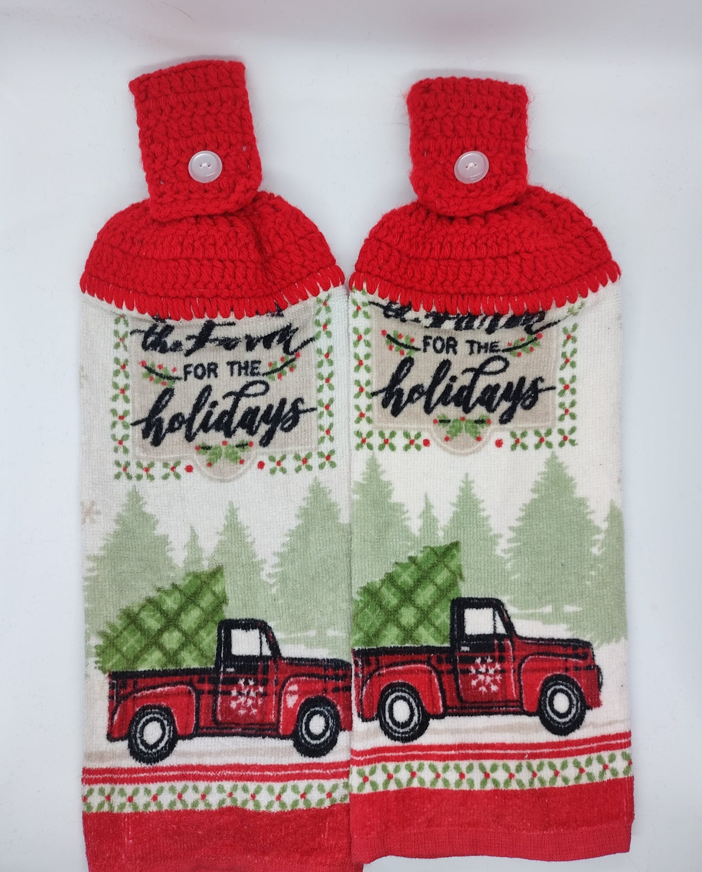 Country Farm Home For The Holidays Hanging Kitchen Towel Set