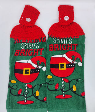 Christmas Making Sprits Bright Drinks Hanging Kitchen Towel Set