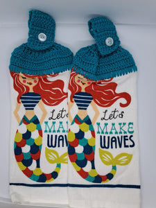 Let's Make Waves Mermaid Hanging Kitchen Towel Set