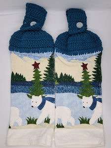 Winter Polar Bears Hanging Kitchen Towel Set