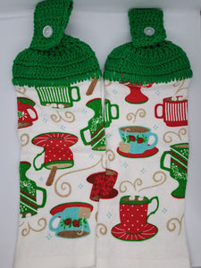 Christmas Drinks Cocoa Tea Hanging Kitchen Towel Set
