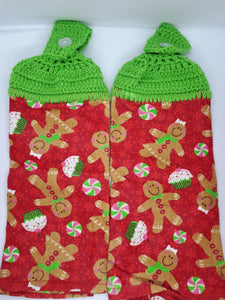 Gingerbread Men & Girls Christmas Hanging Kitchen Towel Set