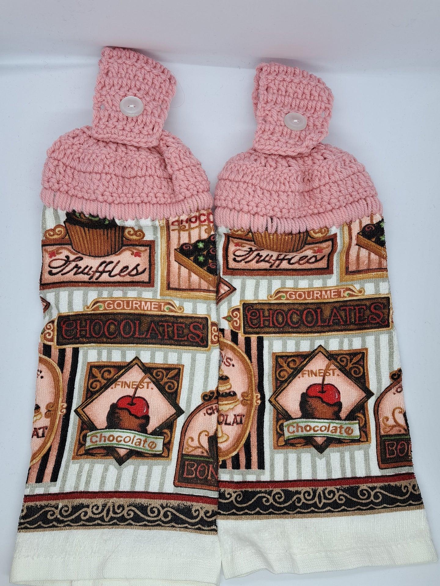 Gourmet Chocolate Candy Cherries Hanging Kitchen Towel Set
