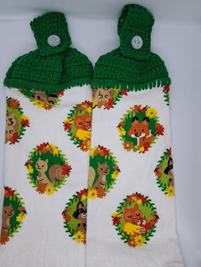 Fall Woodland Friends Animals Hanging Kitchen Towel Set