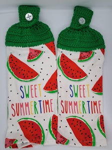 Sweet Summertime Watermelon Slices Hanging Kitchen Towel Set