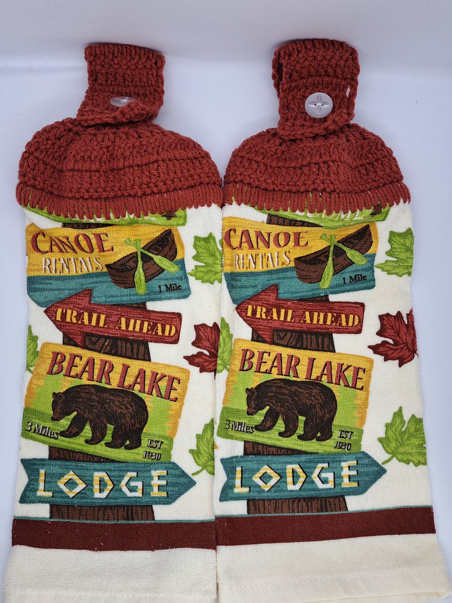 Camping Bear Wildlife Hanging Kitchen Towel Set