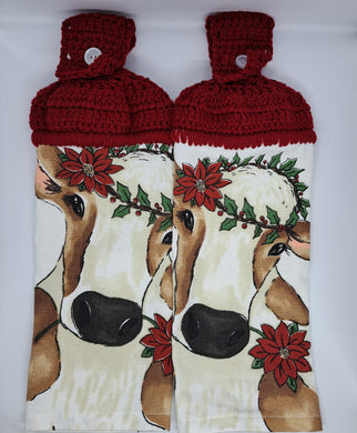 Christmas Cow Hanging Kitchen Towel Set