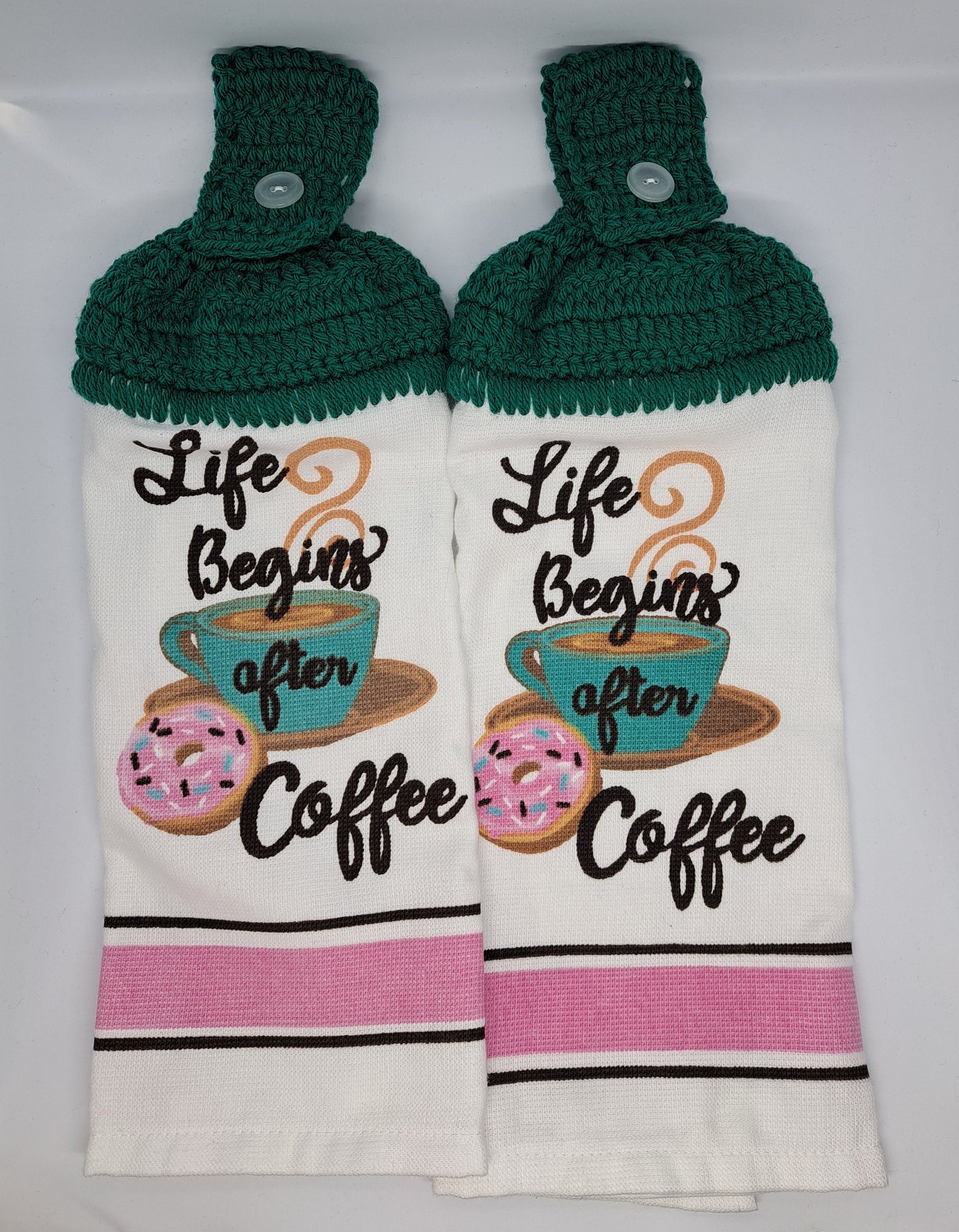 Life Begins at Coffee Hanging Kitchen Towel Set