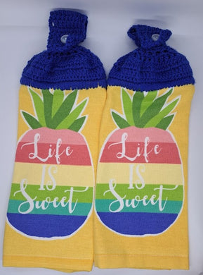 Pineapple Life Is Sweet Hanging Kitchen Towel Set