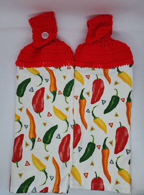 Peppers Galore  Hanging Kitchen Towel Set