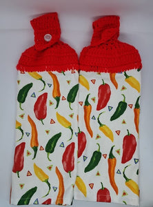 Peppers Galore  Hanging Kitchen Towel Set