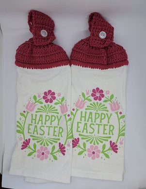 Floral Happy Easter Hanging Kitchen Towel Set