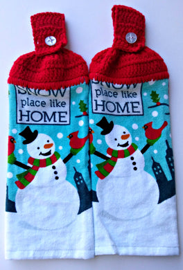 Snow Place Like Home Christmas Snowman Hanging Kitchen Towel Set
