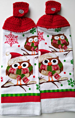 Christmas Owls Hanging Kitchen Towel Set