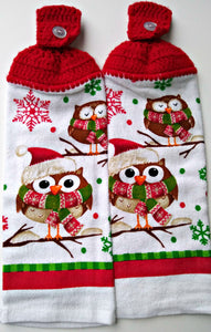 Christmas Owls Hanging Kitchen Towel Set