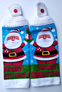 Christmas Santa Claus Microfiber Hanging Kitchen Towel Set