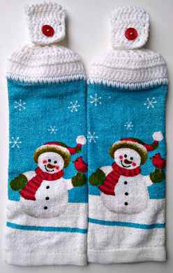 Christmas Snowman & Cardinal Hanging Kitchen Towel Set