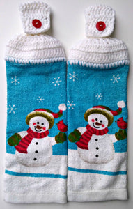 Christmas Snowman & Cardinal Hanging Kitchen Towel Set