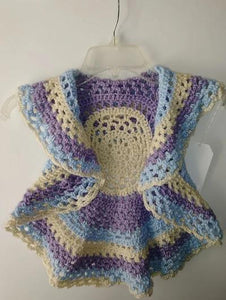 Girls Ring Around The Rosie Vest Size 5T Lavender Cream Light Blue Circle Vest