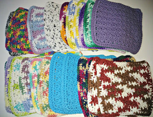 Assorted Grab Bag Dishcloth Washcloth Dishrag Set of 3 Cotton 7" x  7"