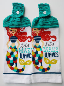 Let's Make Waves Mermaid Hanging Kitchen Towel Set