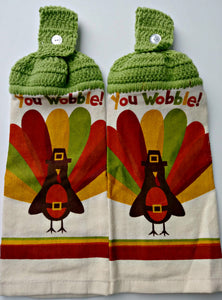 You Wobble Thanksgiving Turkey Hanging Kitchen Towel Set